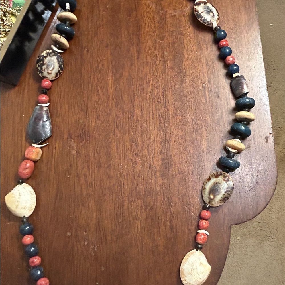 STUNNING AFRICAN JEWELRY  WITH LARGE SHELLS AND STERLING SILVER CLASP